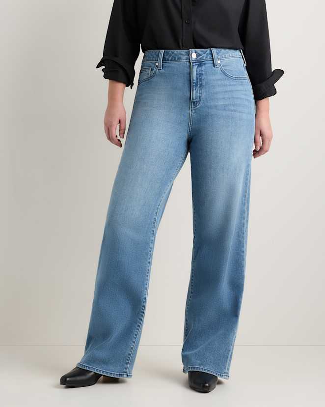 Seaside Blue Curvy Bella Stretch Wide Leg Jeans