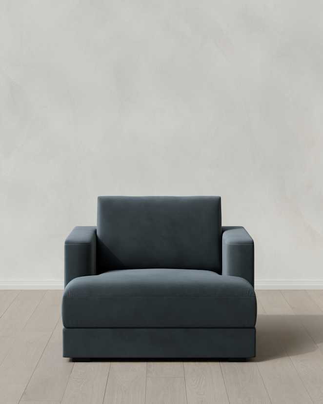 Pine Sierra Curved Arm Accent Chair in Performance Velvet