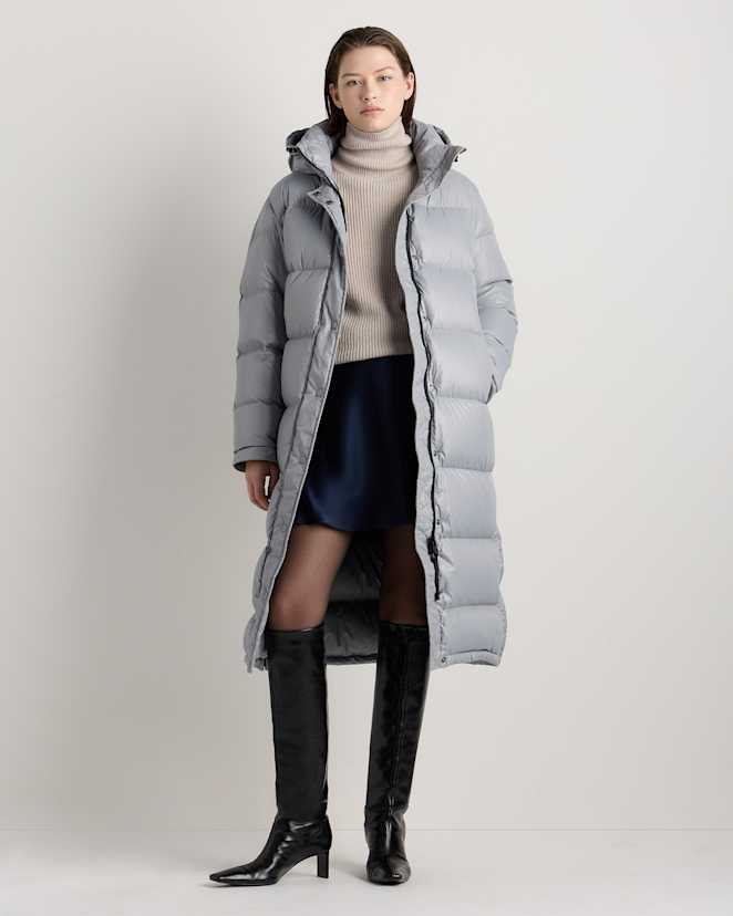 Feather Grey Responsible Down Long Puffer Jacket