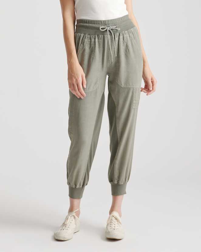 Olive Vintage Wash Tencel Utility Jogger