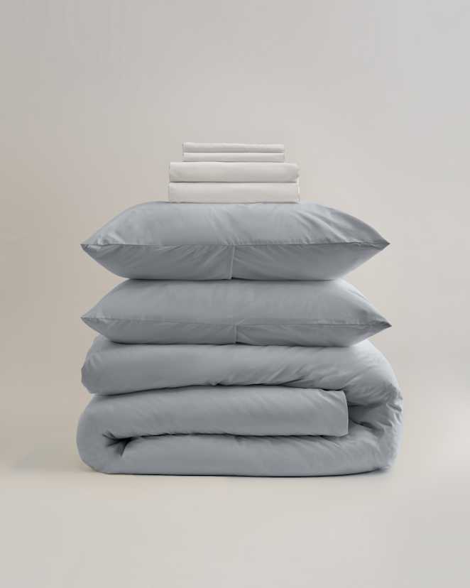 Light Blue Classic Organic Percale Deluxe Bedding Bundle
