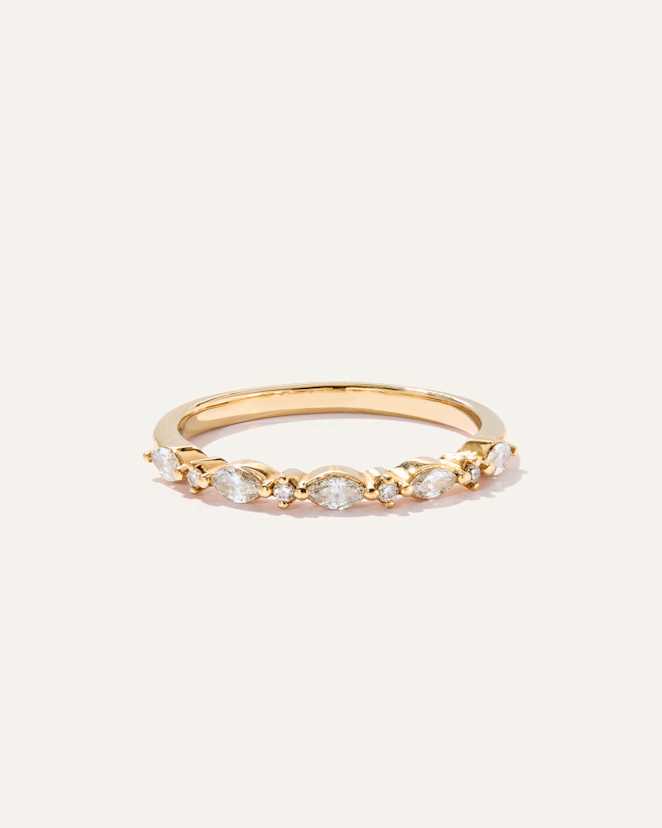Yellow Gold Diamond Alternating Marquise & Round Band