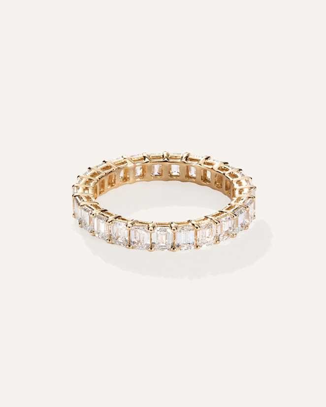 Yellow Gold Lab Grown Diamond Emerald Eternity Band