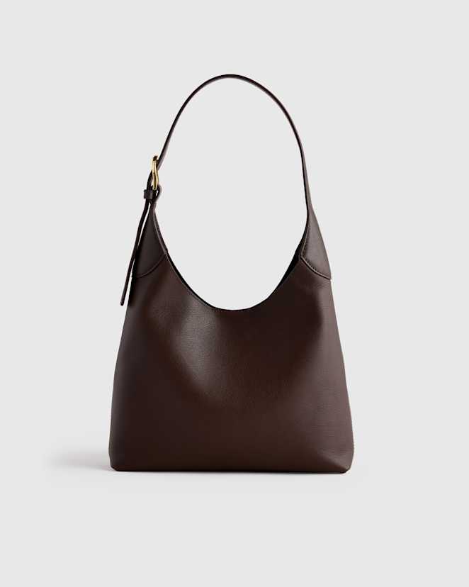Espresso Brown Full-Grain Leather Small Shoulder Bag