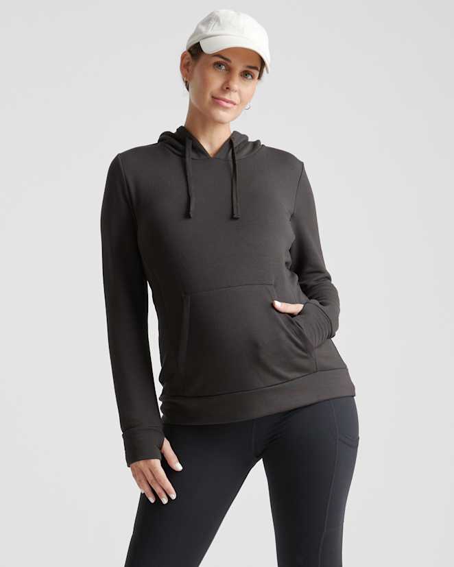 Black SuperSoft Fleece Maternity & Nursing Hoodie