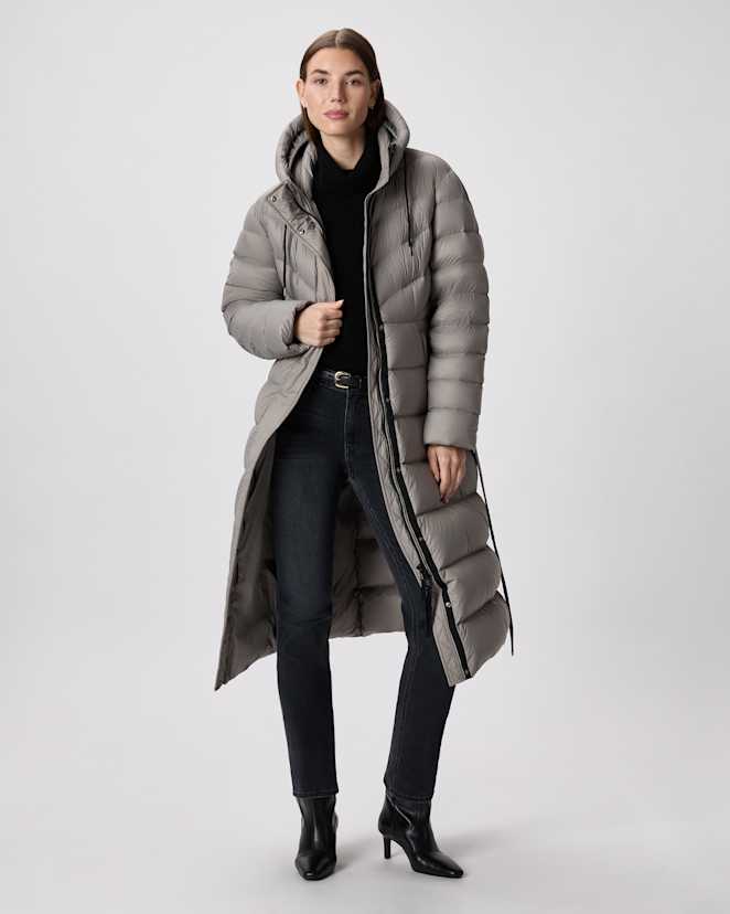 Morel Grey Responsible Down Belted Puffer Maxi Coat
