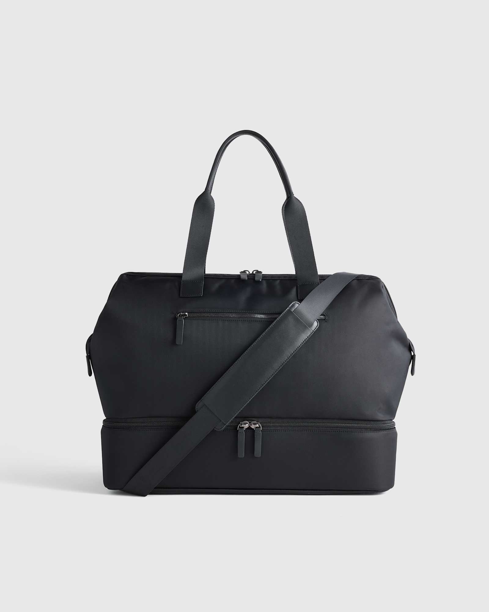 Black Voyage Nylon Dual Compartment Weekender