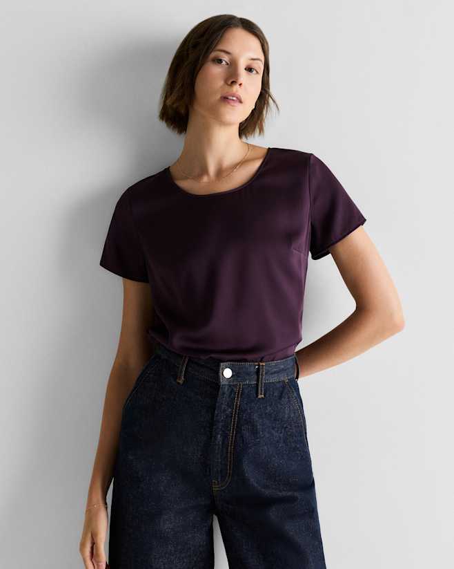 Deep Orchid Purple Washable Stretch Silk Tee