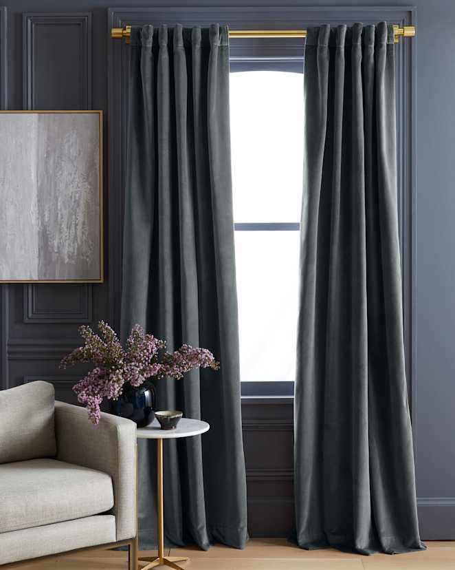Slate Cotton Velvet Curtain