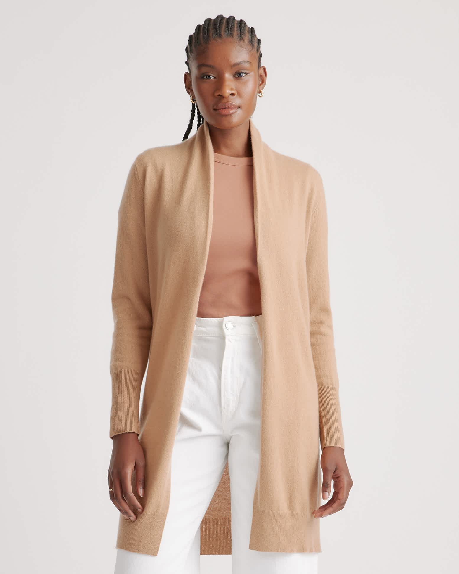 Camel Mongolian Spring Cashmere Duster Cardigan Sweater