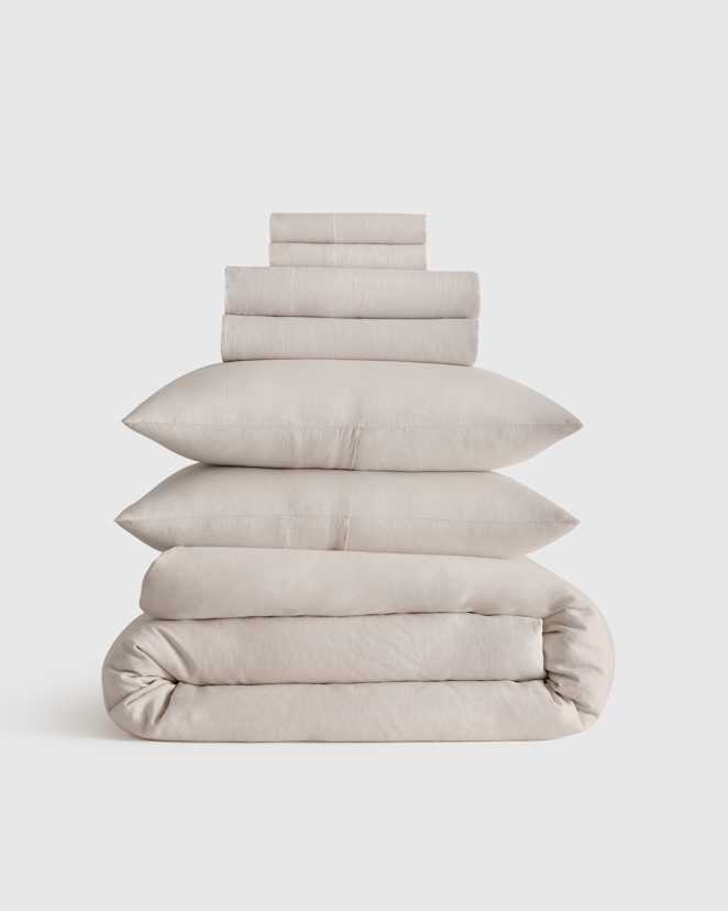 Sand European Linen Deluxe Bedding Bundle