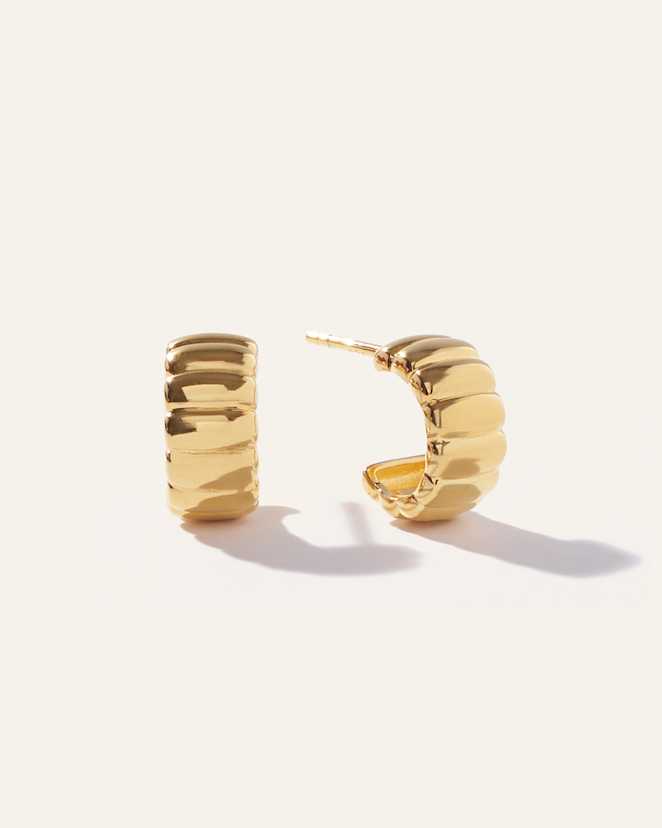 Gold Vermeil Bubble Ridge Huggie Hoops