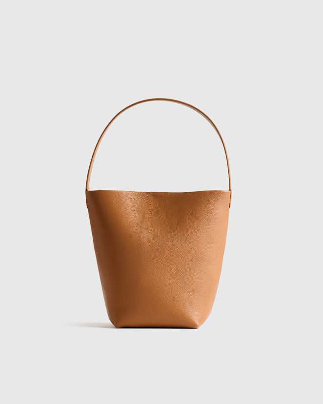 Cognac Italian Leather Soft Bucket Shoulder Bag