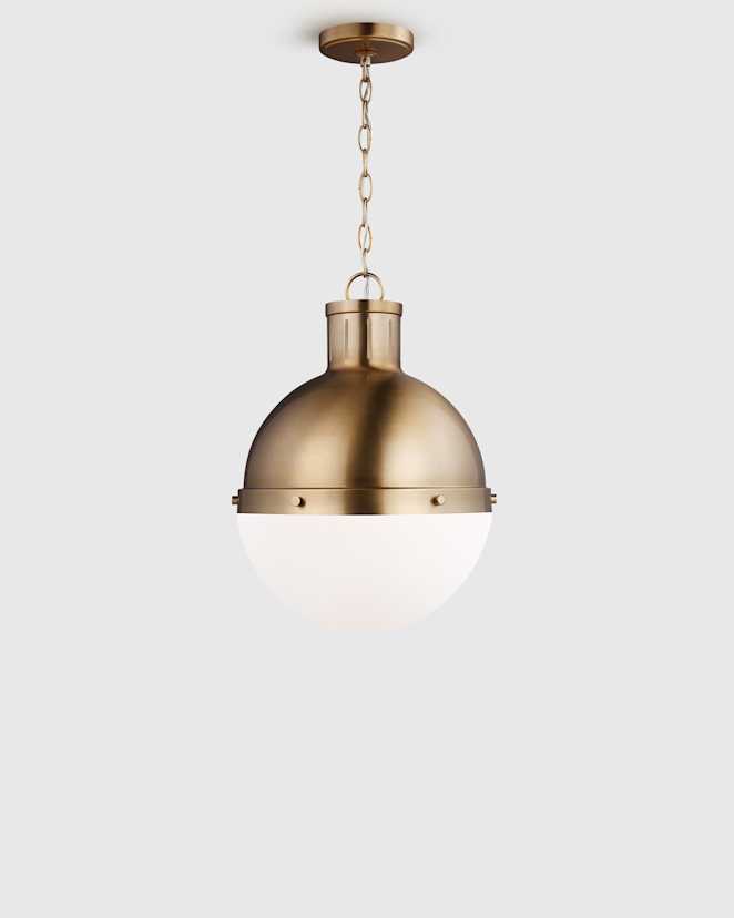 Brass Industrial Shaded Globe Pendant
