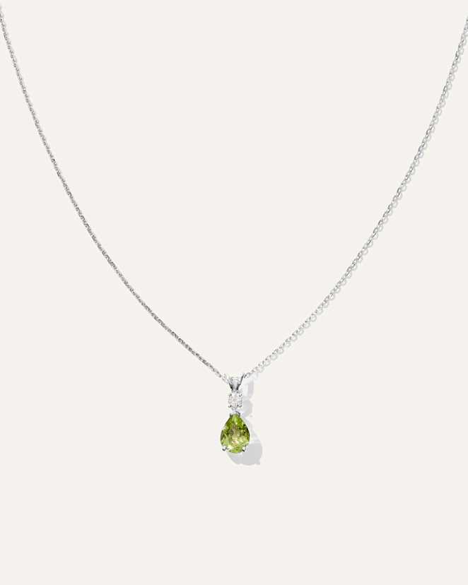 White Gold 14K Gold Diamond & Semi-Precious Gemstone Drop Necklace