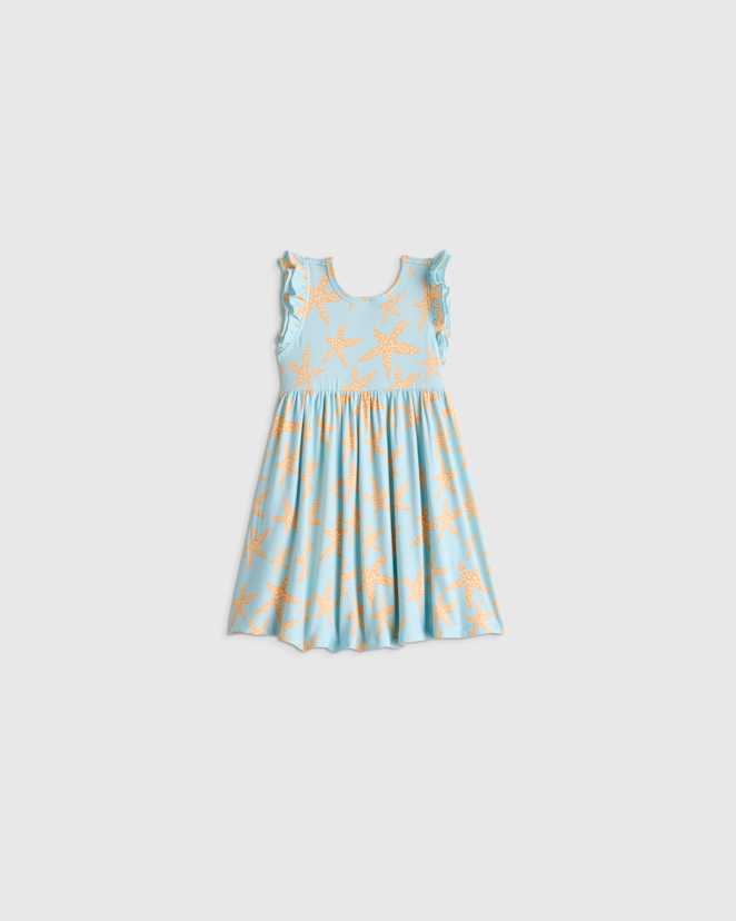 Starfish Pool Bamboo Short Sleeve Flutter Twirl Dress