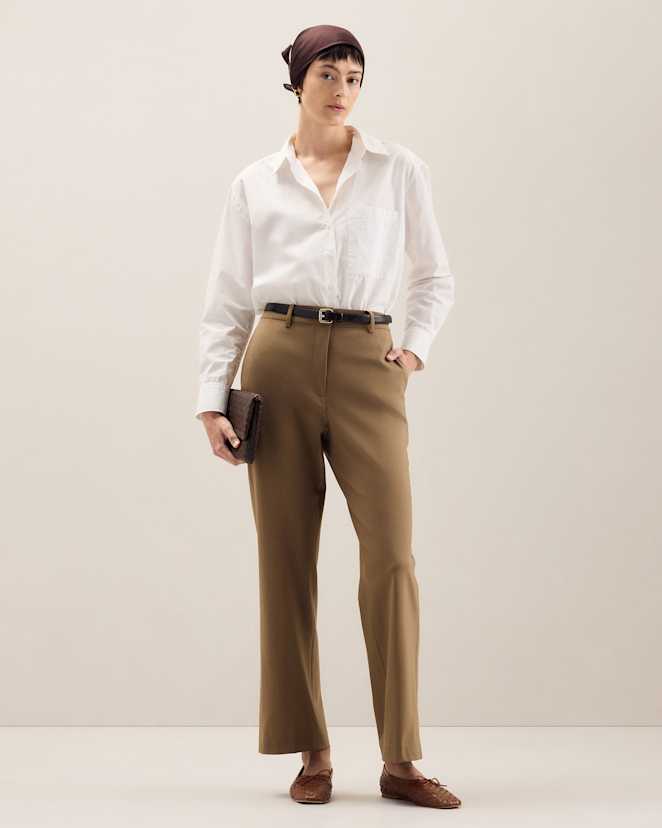 Sahara Camel Italian Wool Straight Leg Pants