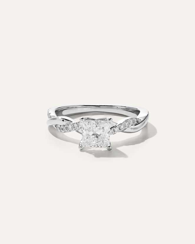 Platinum Bague de fiançailles torsadée à diamant de laboratoire taille princesse - 1 carat