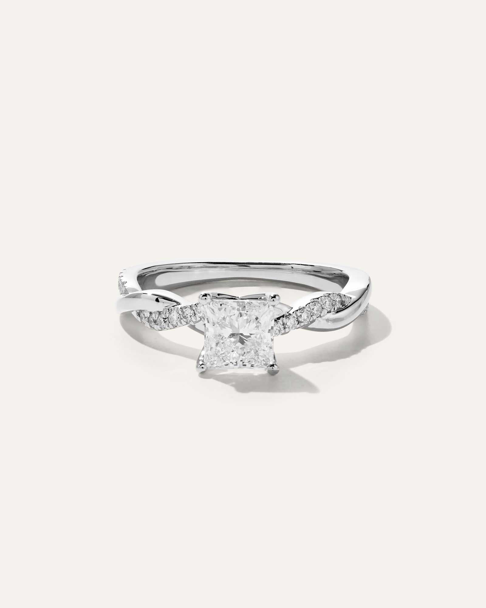 Platinum Lab Grown Diamond Princess Twisted Engagement Ring - 1ct