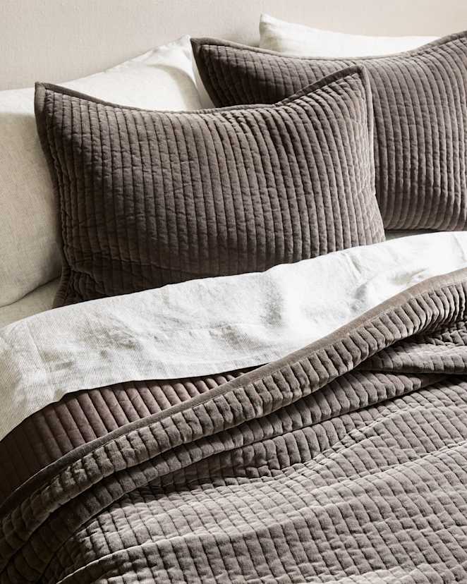 Greystone Cotton Velvet Channel Quilted Sham Set