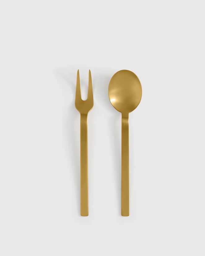 Polished Gold Stile 2-Pc Serving Utensil Set by Mepra