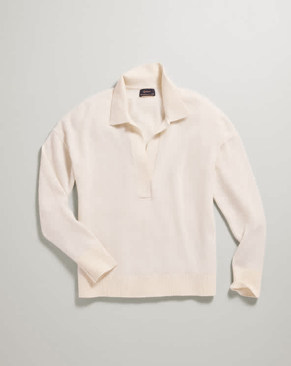 Ivory Mongolian Cashmere Polo Sweater