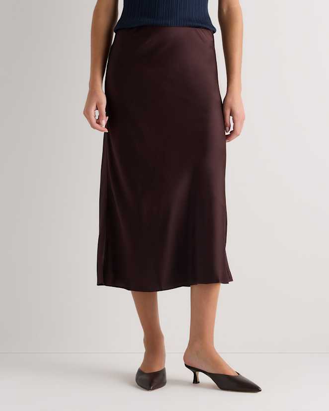 Chocolate Plum Brown 100% Washable Silk Skirt