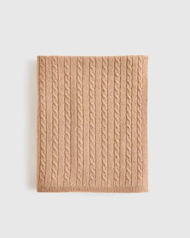 Teak Mongolian Cashmere Cable Knit Baby Blanket