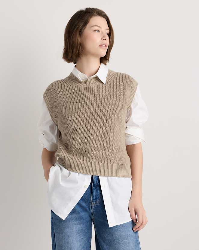 Earthen Khaki Cotton Linen Sweater Tank