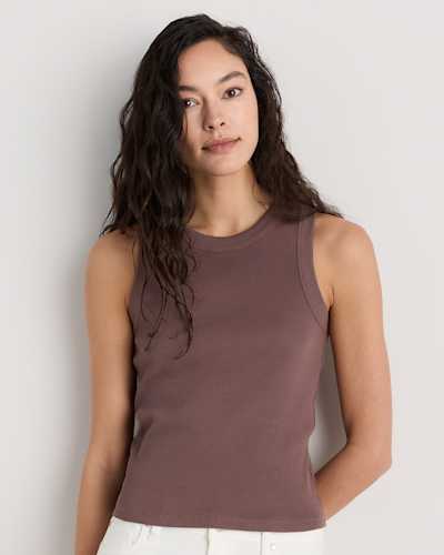 Organic Cotton Micro-Rib Cropped Cutaway Tank