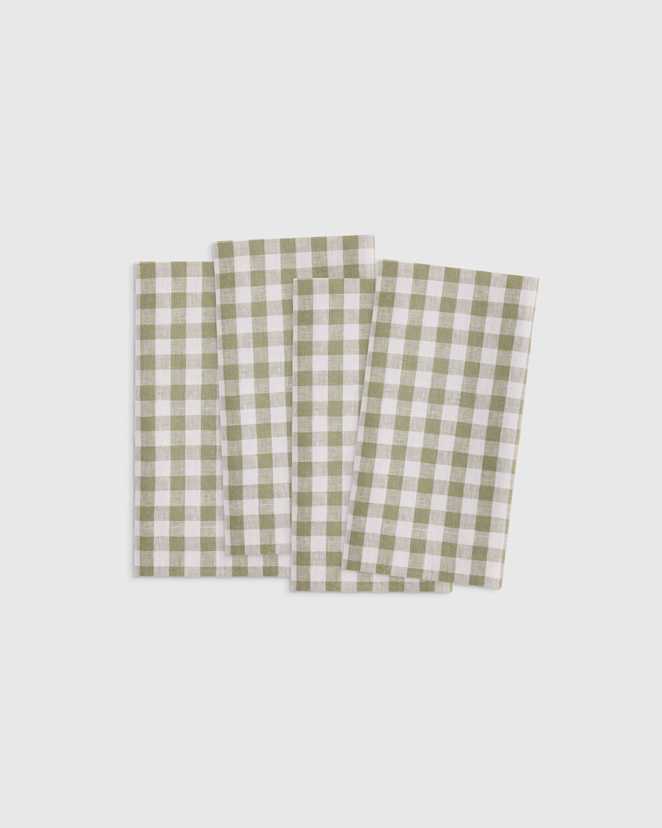 Willowleaf European Linen Wide-Hem Gingham Napkins (Set of 4)