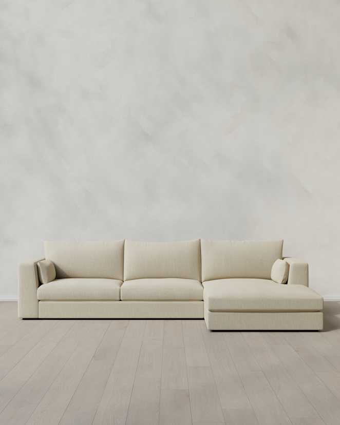 Sand Oasis Chaise Sectional in Performance Linen