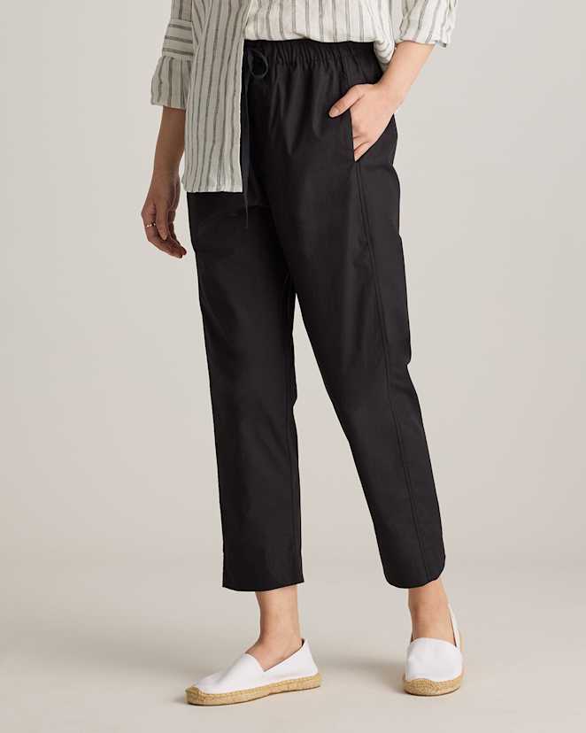 Black 100% Organic Cotton Poplin Pull-On Pants