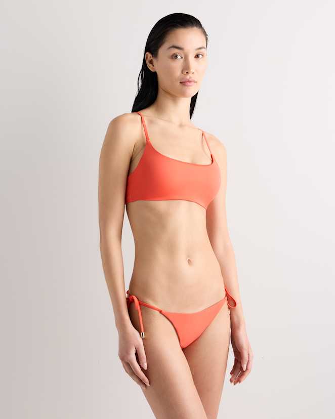 Sunset Orange Italian Scoop Neck Bikini Top