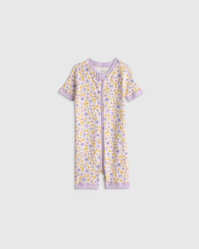 Purple Poppy Floral 100% Organic Cotton Shortie Onesie Pajama
