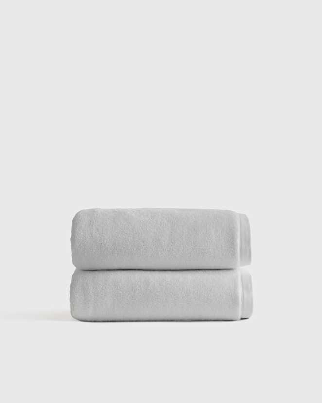 Light Grey Plush Organic Turkish Cotton Bath Towel (Set of 2)