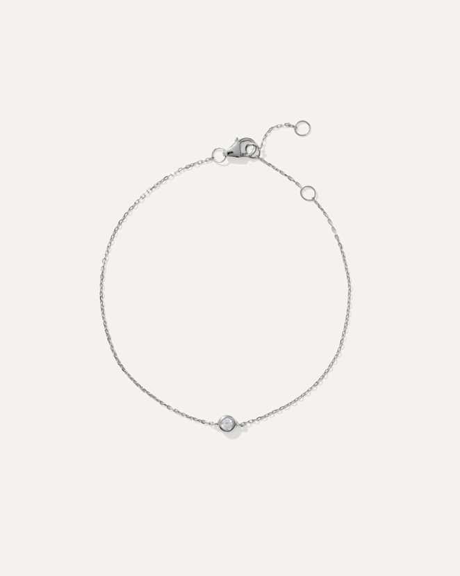 White Gold 14K Gold Diamond Solitaire Bezel Bracelet