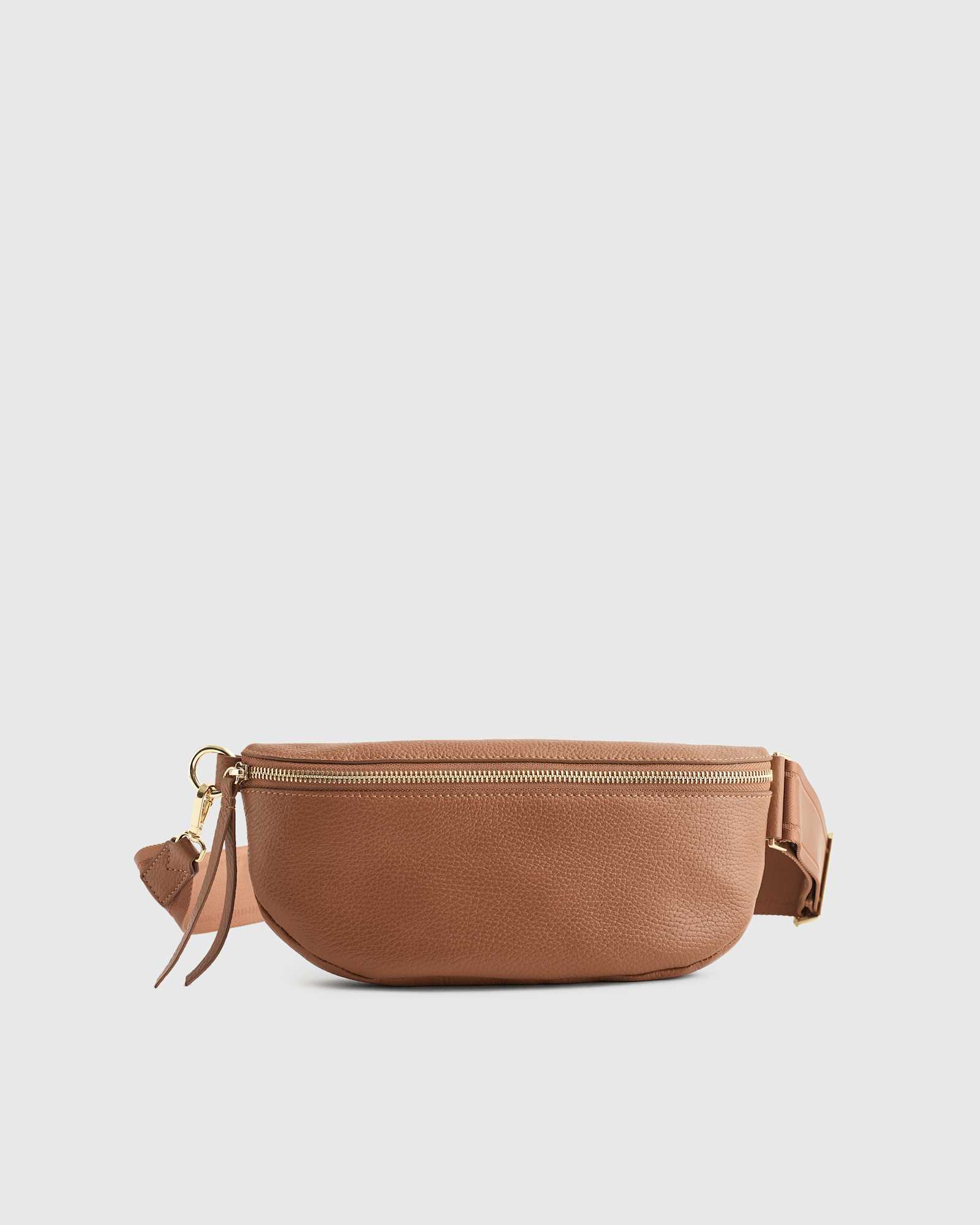 Cognac Italian Pebbled Leather Sling Bag