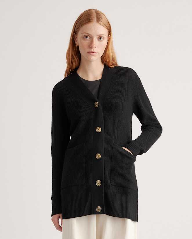 Black Baby Alpaca-Wool Oversized Cardigan