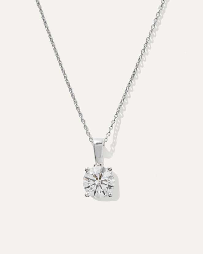 White Gold Collier solitaire en or 14 carats à diamant de laboratoire