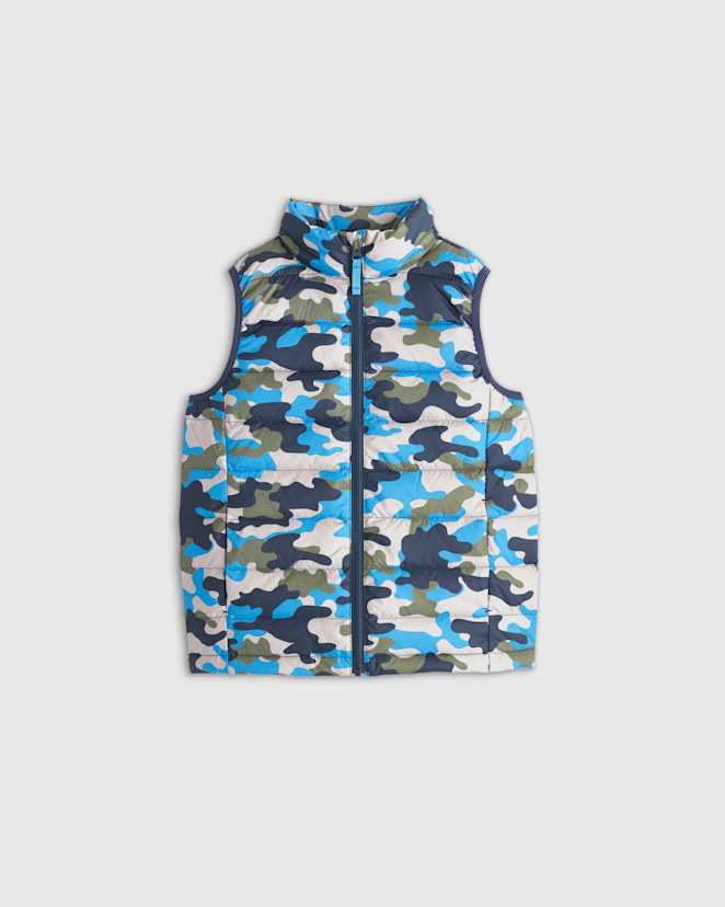 Blue Camo Lightweight Down Puffer Vest