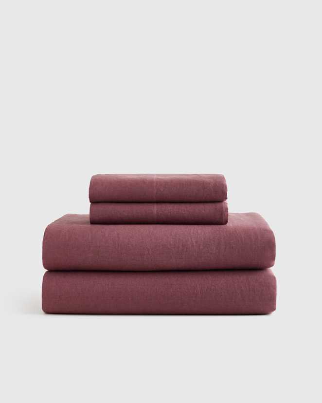 Plum European Linen Sheet Set