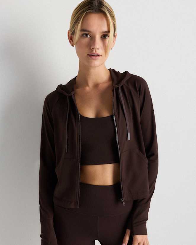 Espresso Ultra-Form Hooded Crop Jacket