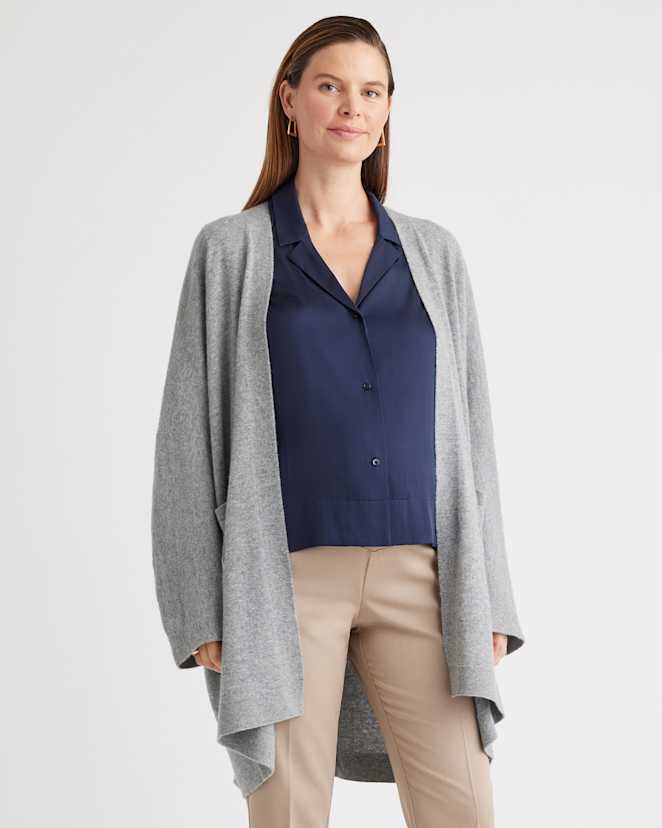 Heather Grey Mongolian Cashmere Maternity & Nursing Cocoon Cardigan