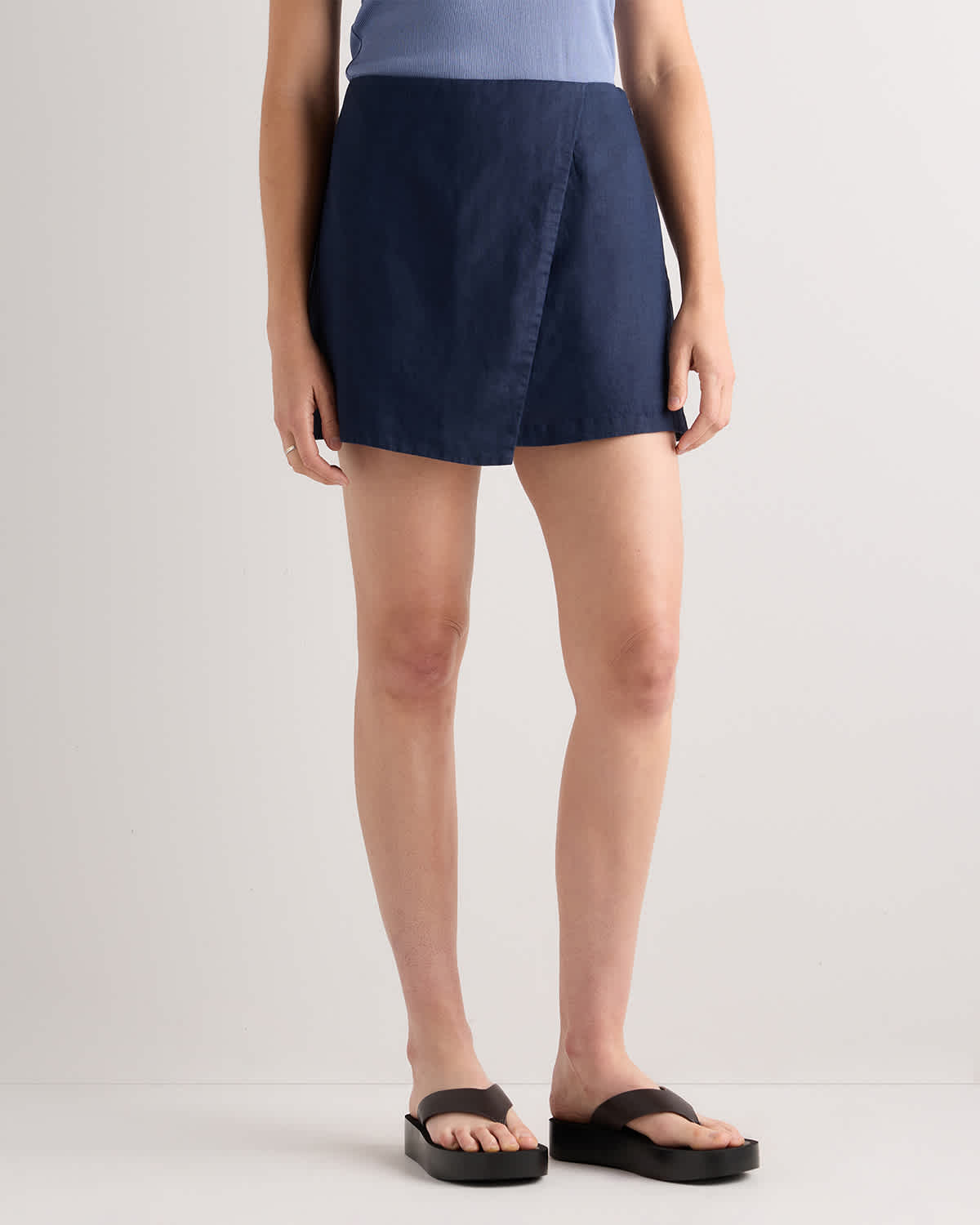 Deep Navy 100% European Linen Skort