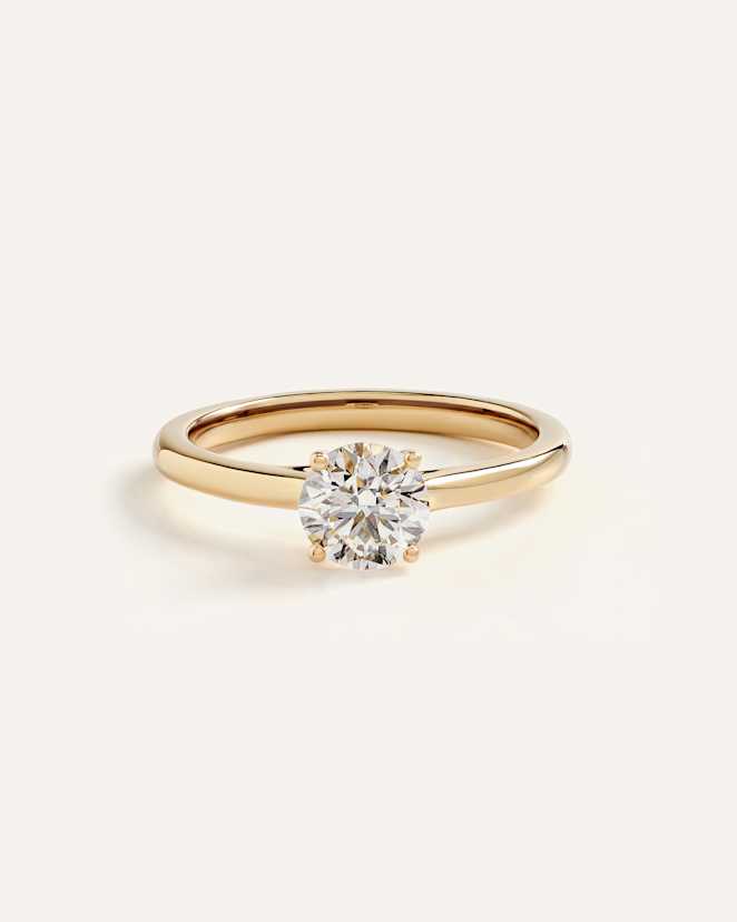 Yellow Gold Lab Grown Diamond Round Trellis Cathedral Engagement Ring - 1ct