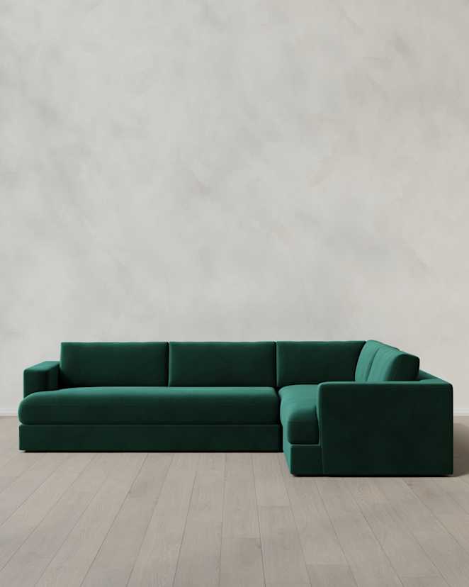 Spruce Sierra Curved Arm L Sectional in Performance Velvet