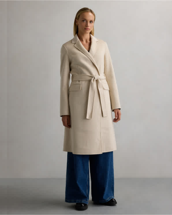 Ivory Coast 100% Mongolian Cashmere Double-Faced Wrap Coat