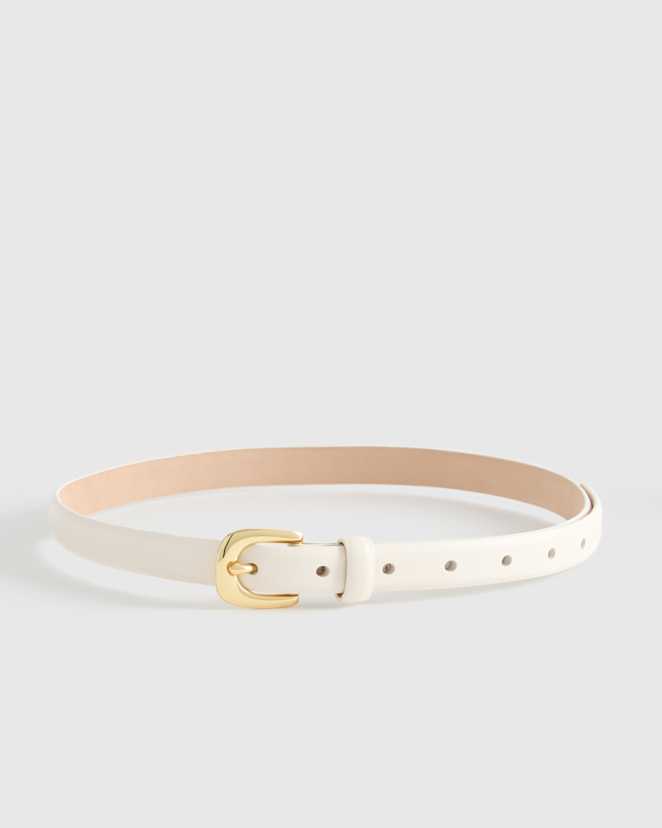 Bone Sofia European Leather Skinny Belt