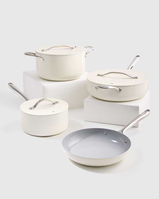 Ivory Ceramic Nonstick 7pc Cookware Set